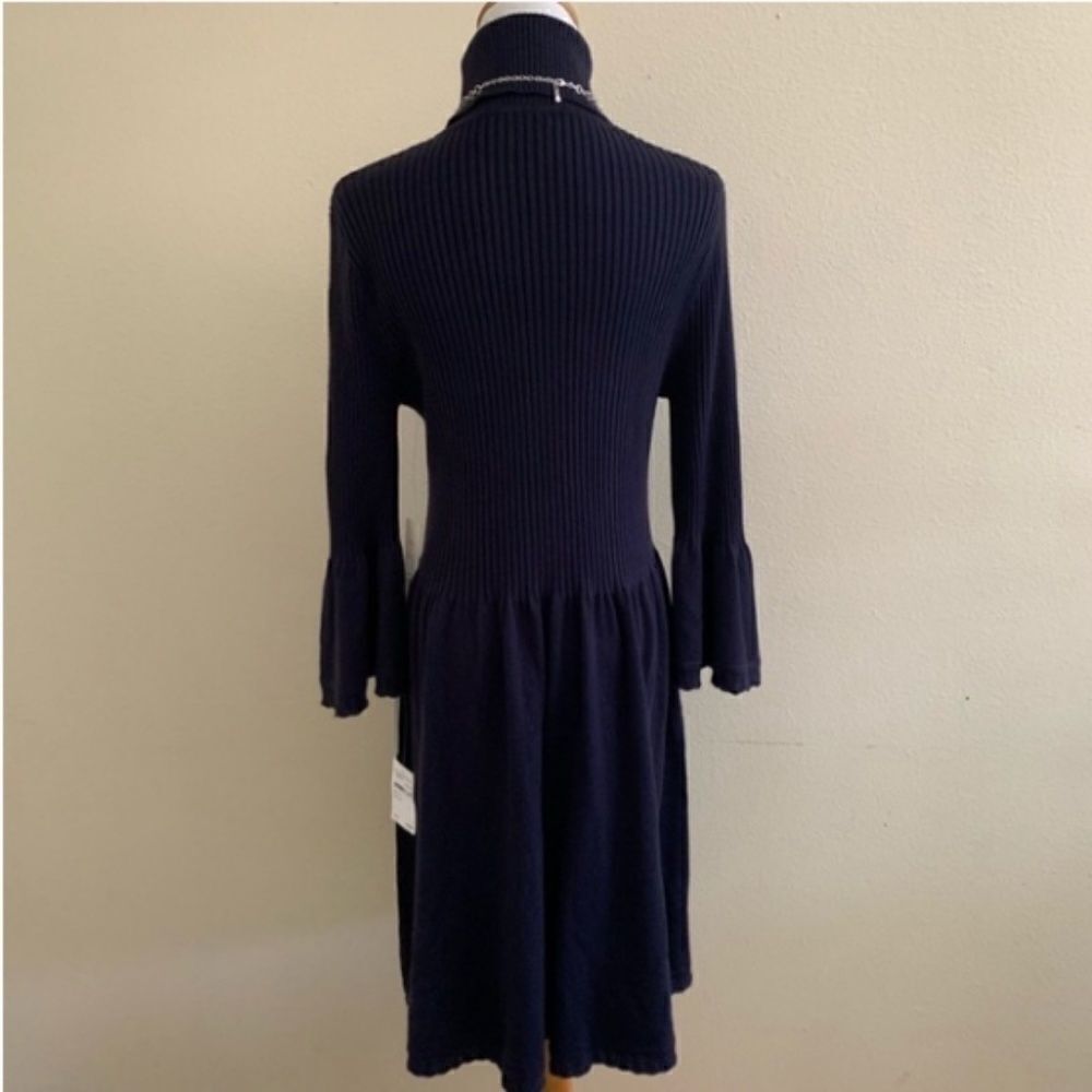 Eliza J Ribbed Knit Dress Turtleneck Navy - Picture 6 of 9